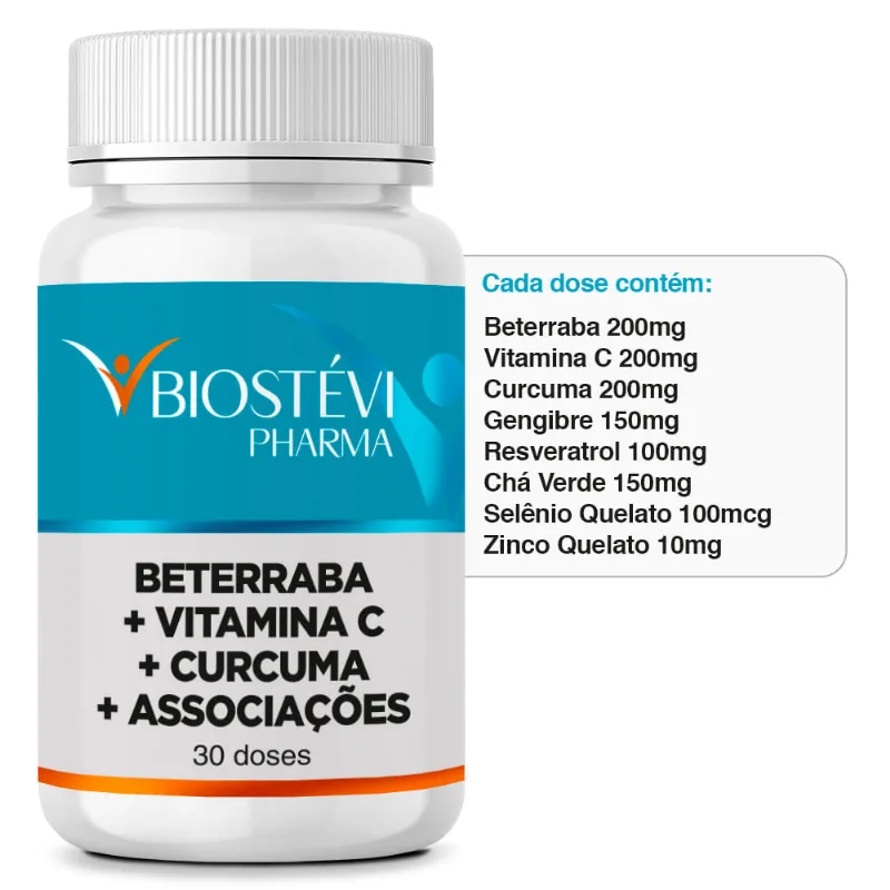 Composto Antioxidante com Beterraba | Beterraba + Vitamina C + Curcuma + Associações 30 Doses
