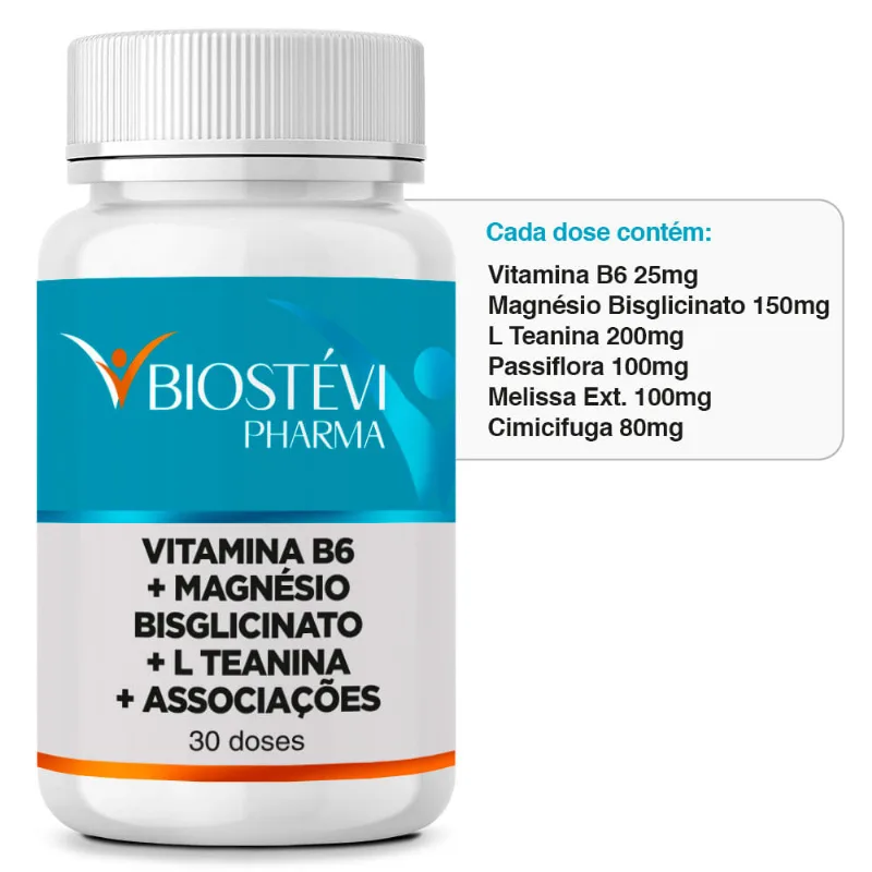 Composto para Alívio dos Sintomas da Menopausa | Vitamina B6 + Magnésio Bisglicinato + L Teanina 30 Doses