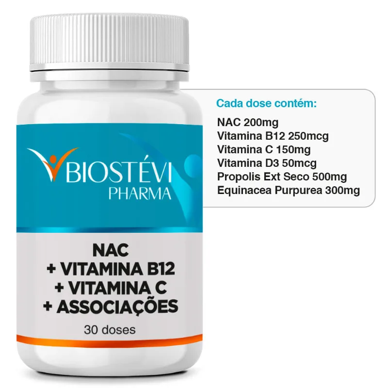Composto para Imunidade Adulto | NAC + Vitamina B12 + Vitamina C + Associações 30 Doses