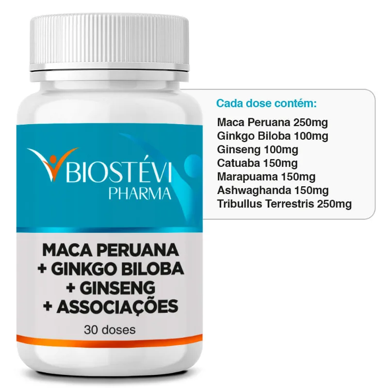 Composto Selvagem | Maca Peruana + Ginkgo Biloba + Ginseng + Associações 30 Doses