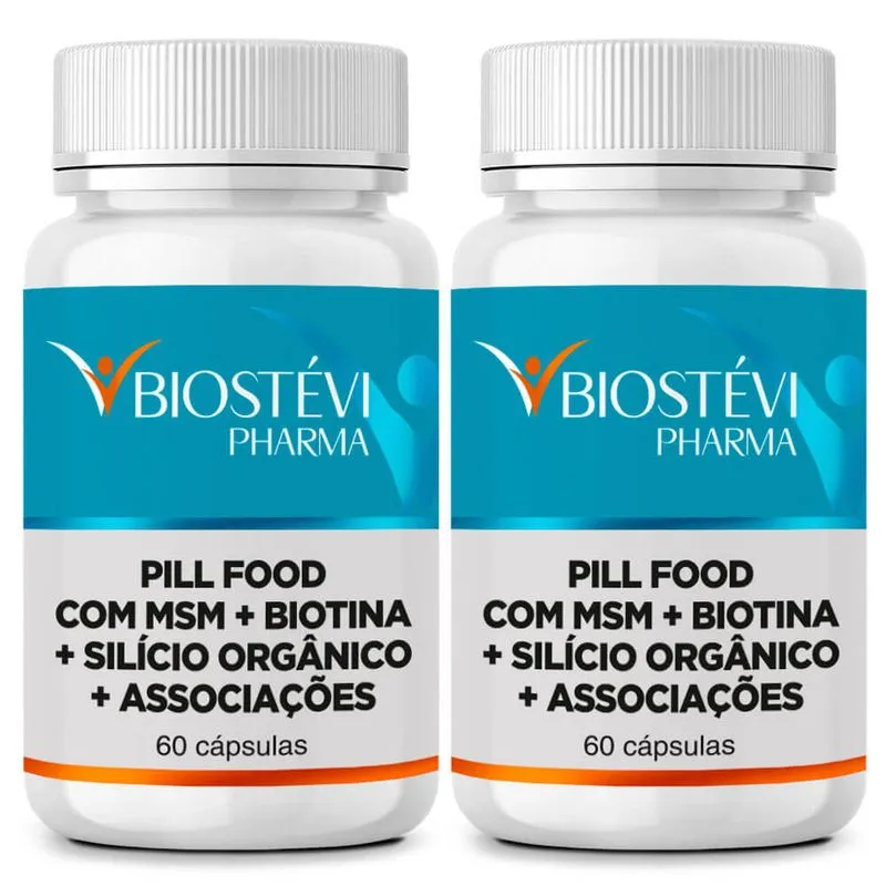 Kit 2 pill food turbinado com silício orgânico e msm 60 cápsulas