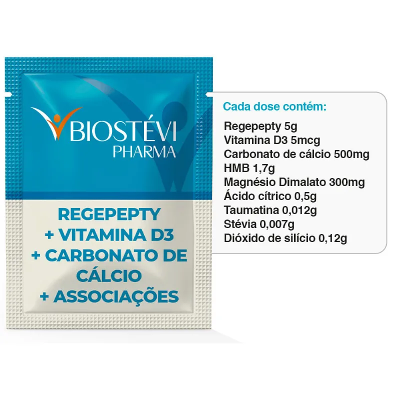 Regepepty calcium ultra com colágeno tipo 2, vitamina D3 e carbonato de cálcio sabor limão 30 sachês