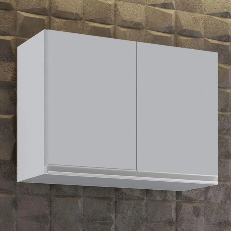 Armário De Cozinha Aéreo 80cm 2 Portas Califórnia Cinza Claro - Lumil