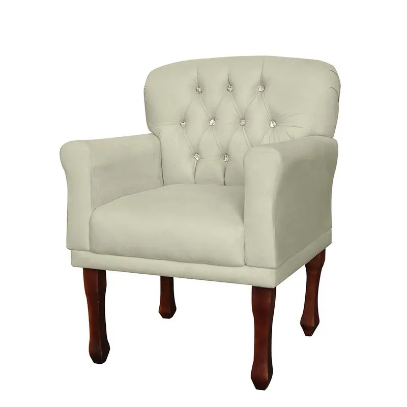 Poltrona Decorativa Anita Pés Luis xv Suede Bege - ds Estofados