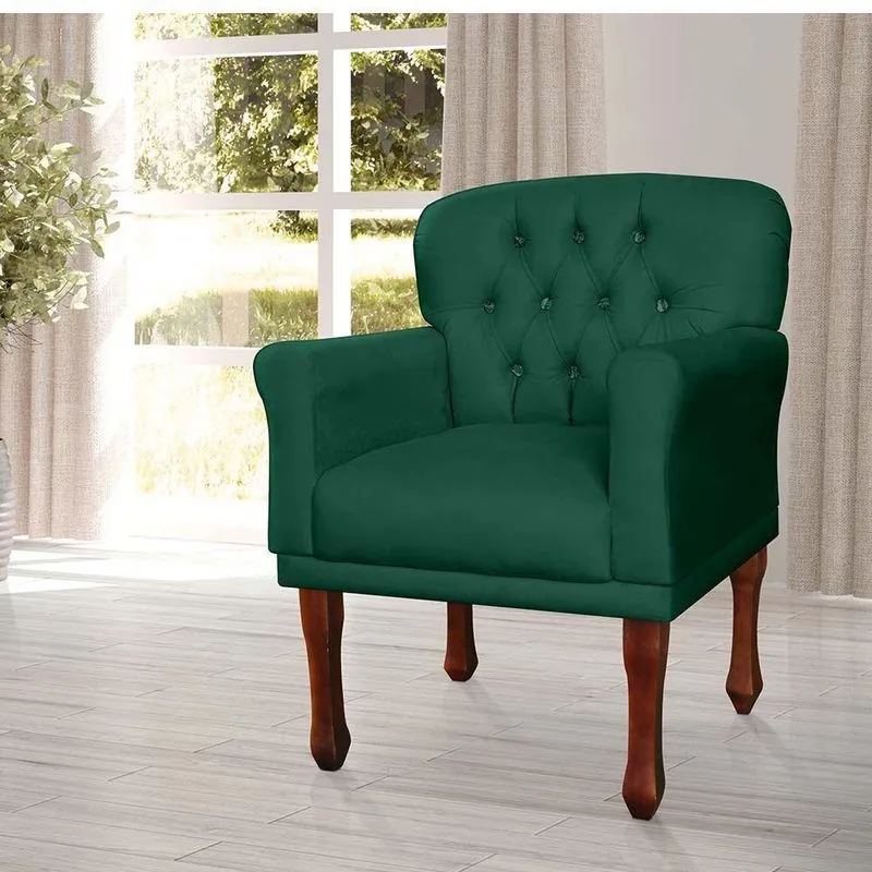 Poltrona Decorativa Anita Suede Verde 1 Lugar