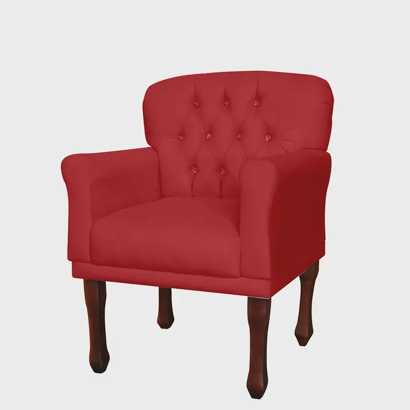 Poltrona Decorativa Anita Pés Luis xv Suede Vermelho - ds Estofados