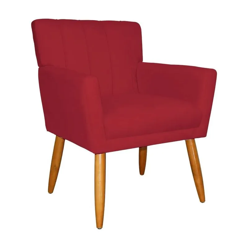 Poltrona Decorativa Sala Escritório Cecília Suede Vermelho