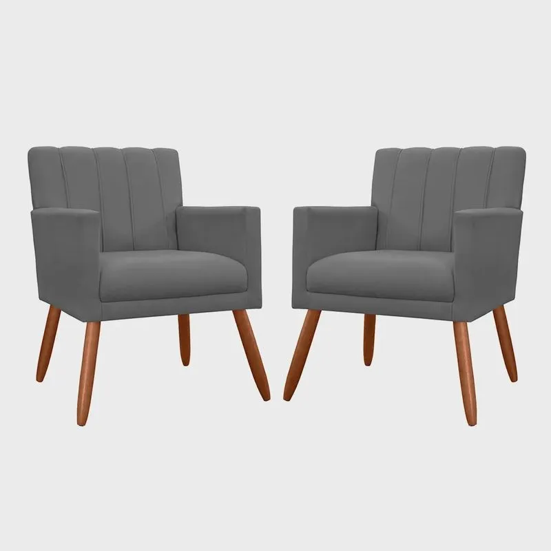 Kit 02 Poltronas Decorativa Cecília Suede Cores Variadas - ds Estofados