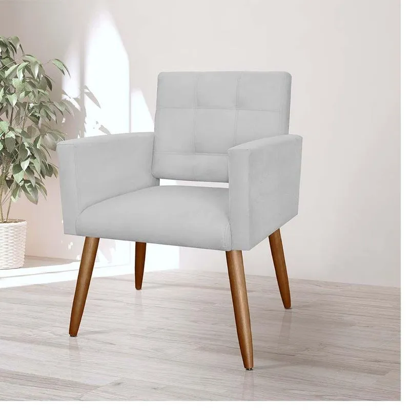 Poltrona Decorativa Camila 1 Lugar Suede Branco