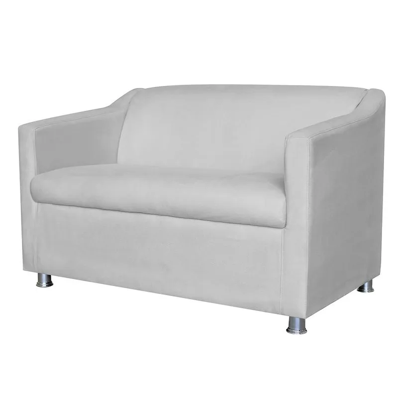 Namoradeira Decorativa Tilla Pés Cromados Suede Branco - ds Estofados