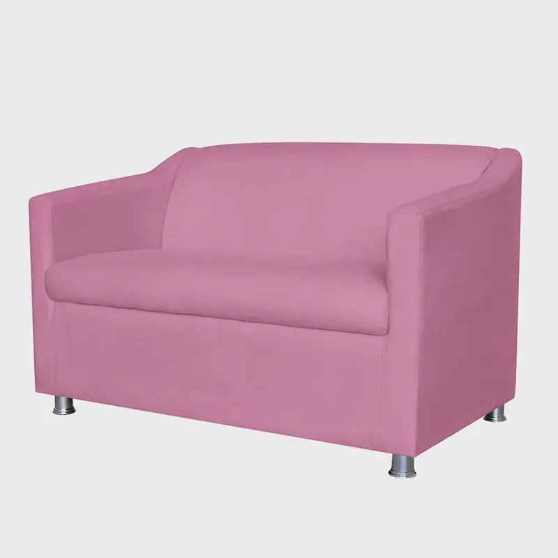 Namoradeira Decorativa Tilla Pés Cromados Suede Rosa - ds Estofados