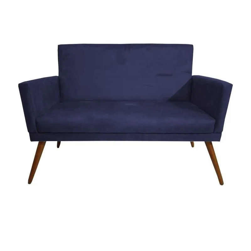 Namoradeira Decorativa Nina com Rodapé Suede Azul Escuro - ds Móveis