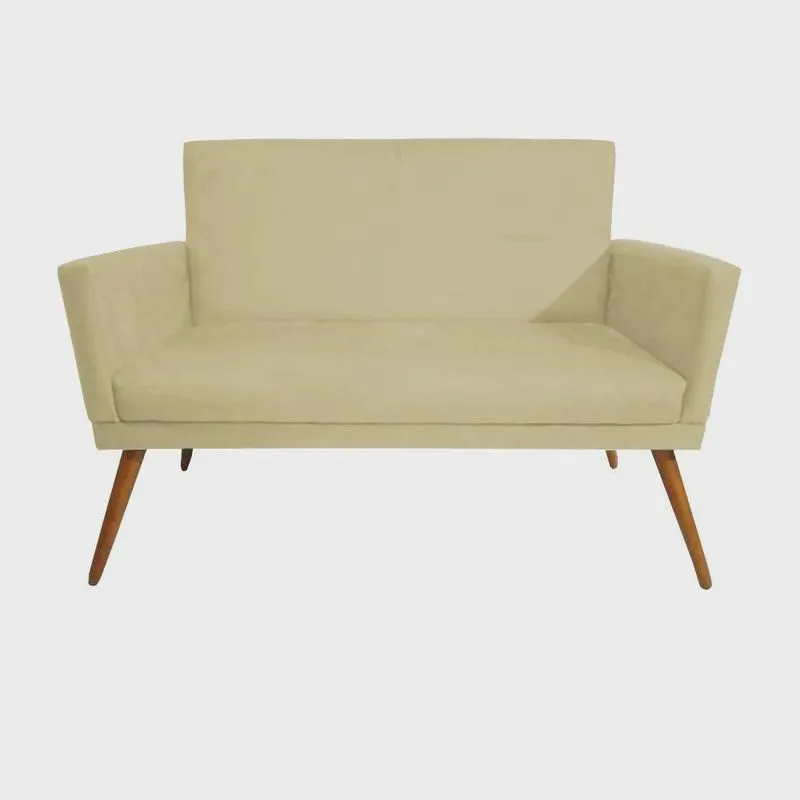 Namoradeira Decorativa Nina com Rodapé Suede Bege - ds Móveis
