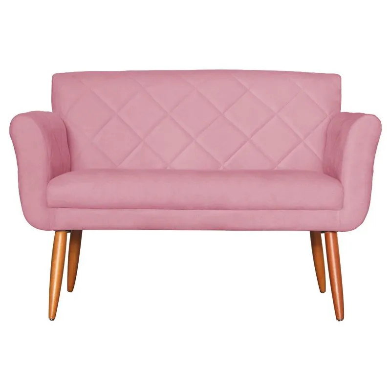 Namoradeira Decorativa Isabela Pés Palito Suede Rosa - ds Estofados