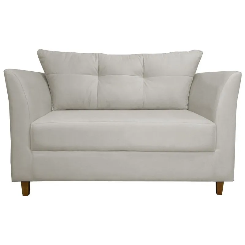 Namoradeira Decorativa Isis Pés Trapézio Suede Bege - ds Estofados