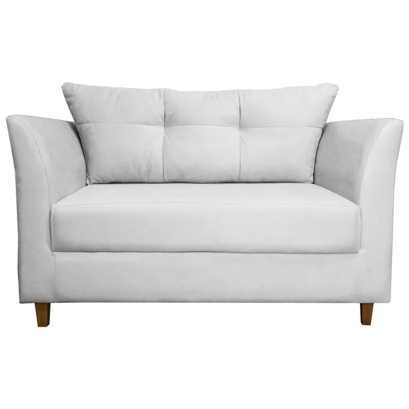 Namoradeira Decorativa Isis Pés Trapézio Suede Branco - ds Estofados