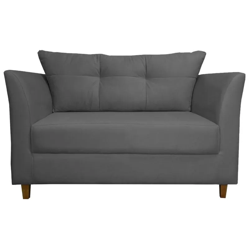 Namoradeira Decorativa Isis Pés Trapézio Suede Cinza - ds Estofados