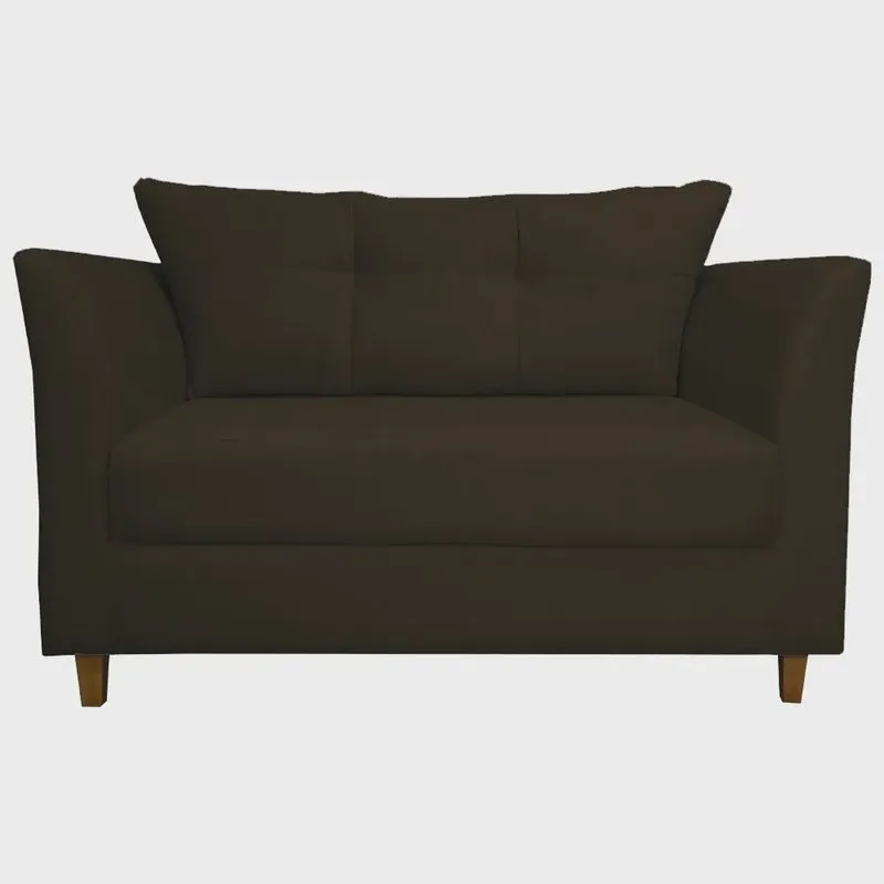 Namoradeira Decorativa Isis Pés Trapézio Suede Marrom - ds Estofados
