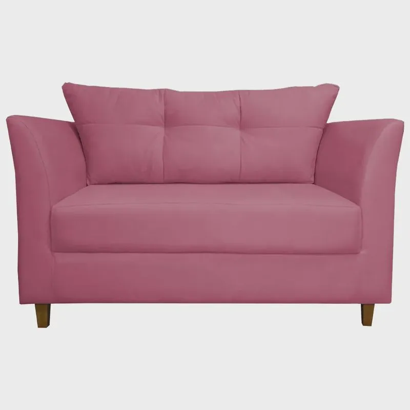 Namoradeira Decorativa Isis Pés Trapézio Suede Rosa - ds Estofados
