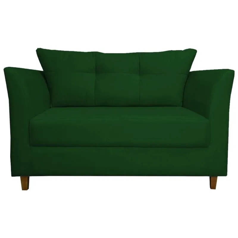 Namoradeira Sofa 2 Lugares Pes de Madeira Isis Suede Verde
