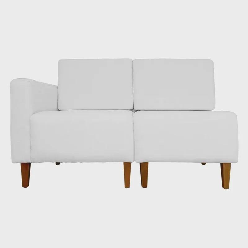 Poltrona Decorativa Alice Lado Direito Pés Trapézio Suede Branco - ds Estofados