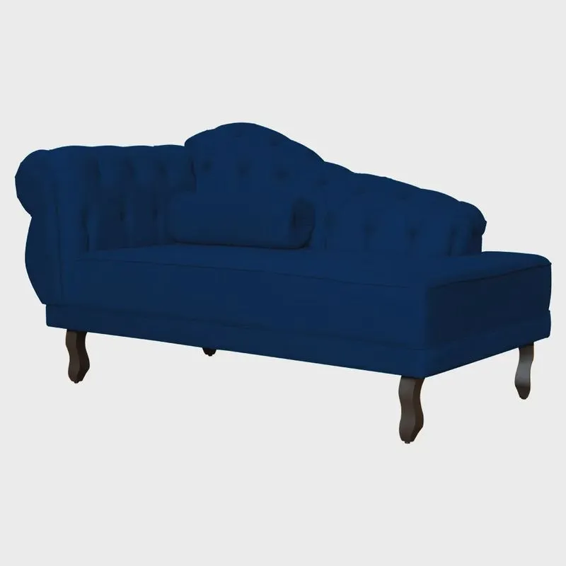 Recamier Divã Capitonê Larissa - Lado Direito - Suede - Cinza Grafite - Ds Estofados