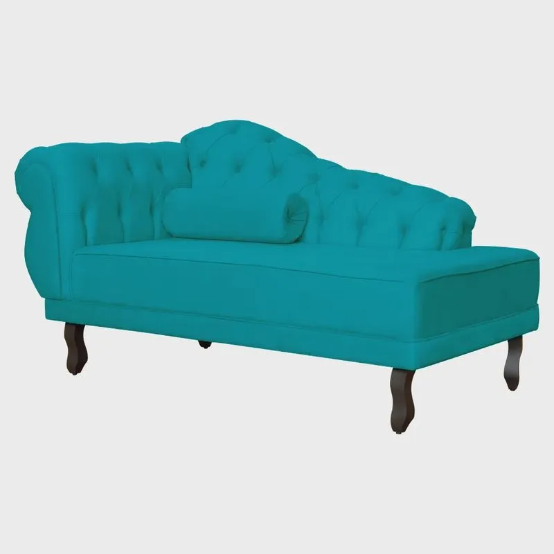 Recamier Divã Capitonê Larissa - Lado Direito - Suede - Cinza Grafite - Ds Estofados