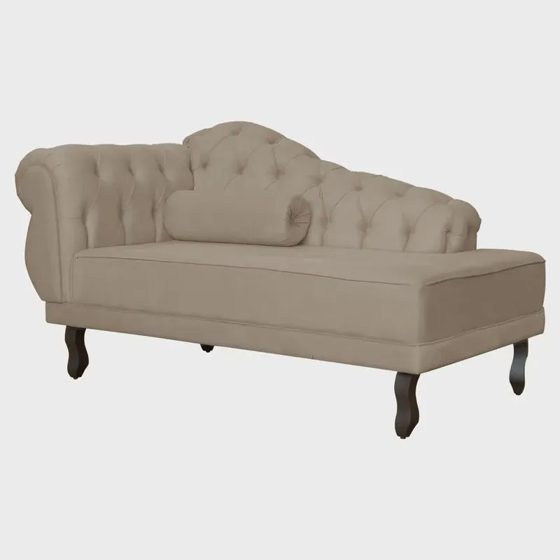 Recamier Divã Capitonê Larissa - Lado Direito - Suede - Cinza Grafite - Ds Estofados