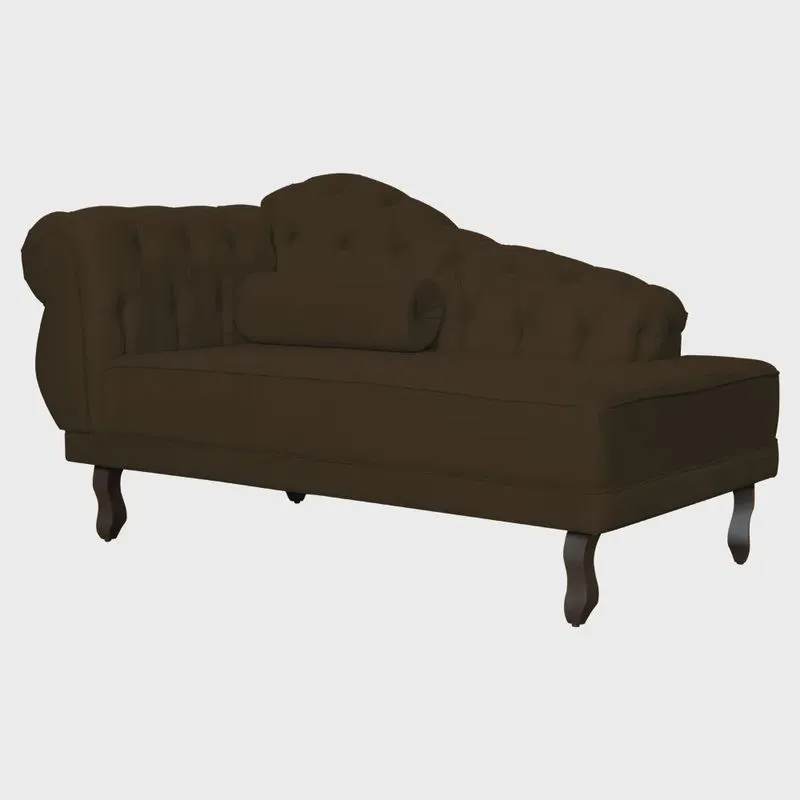 Recamier Divã Capitonê Larissa - Lado Direito - Suede - Cinza Grafite - Ds Estofados