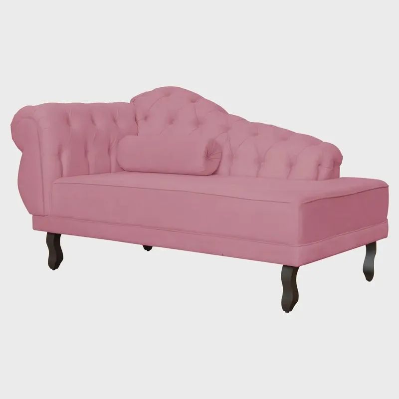 Recamier Divã Capitonê Larissa - Lado Direito - Suede - Cinza Grafite - Ds Estofados
