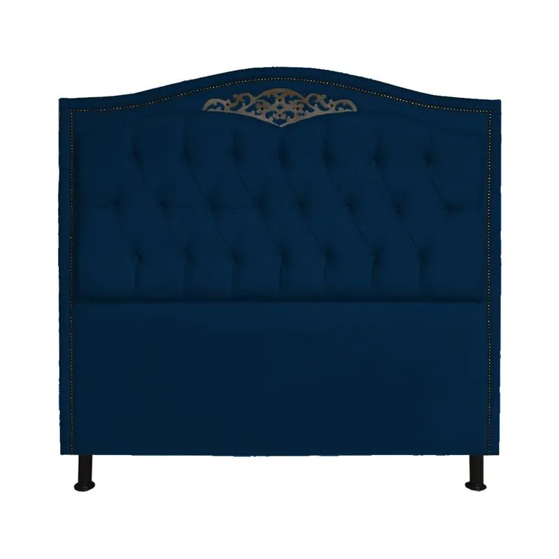 Cabeceira Casal King Greta 195cm Suede Azul Marinho - ds Estofados