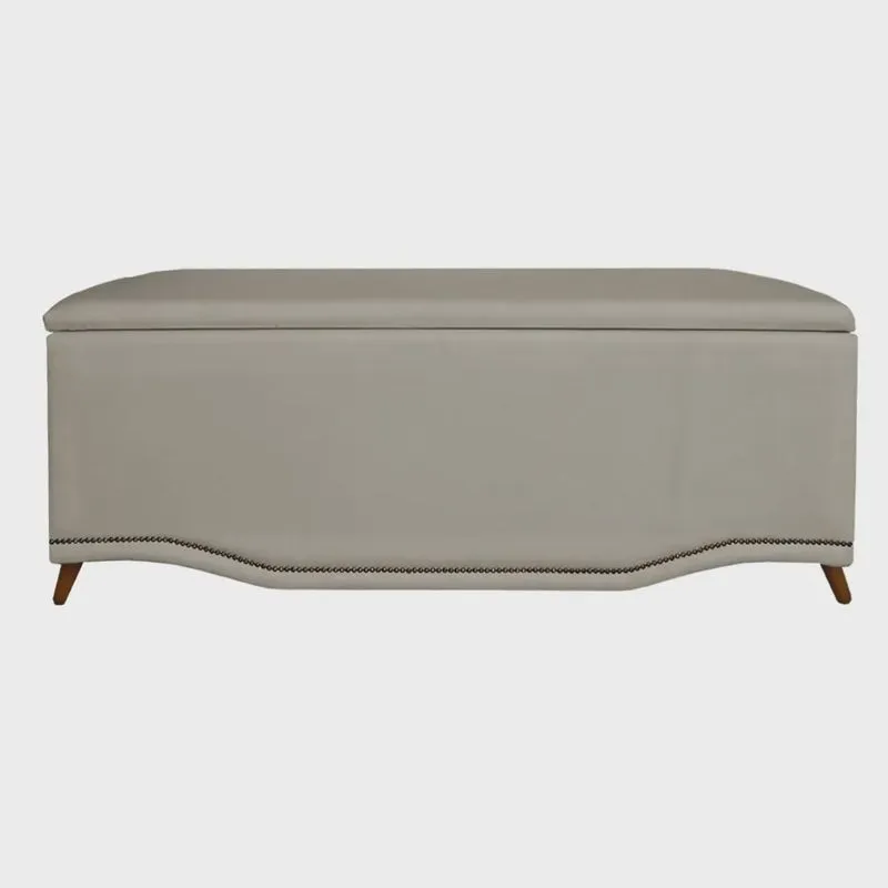 Calçadeira Recamier Baú Casal 140cm Greta Suede Bege - ds Estofados