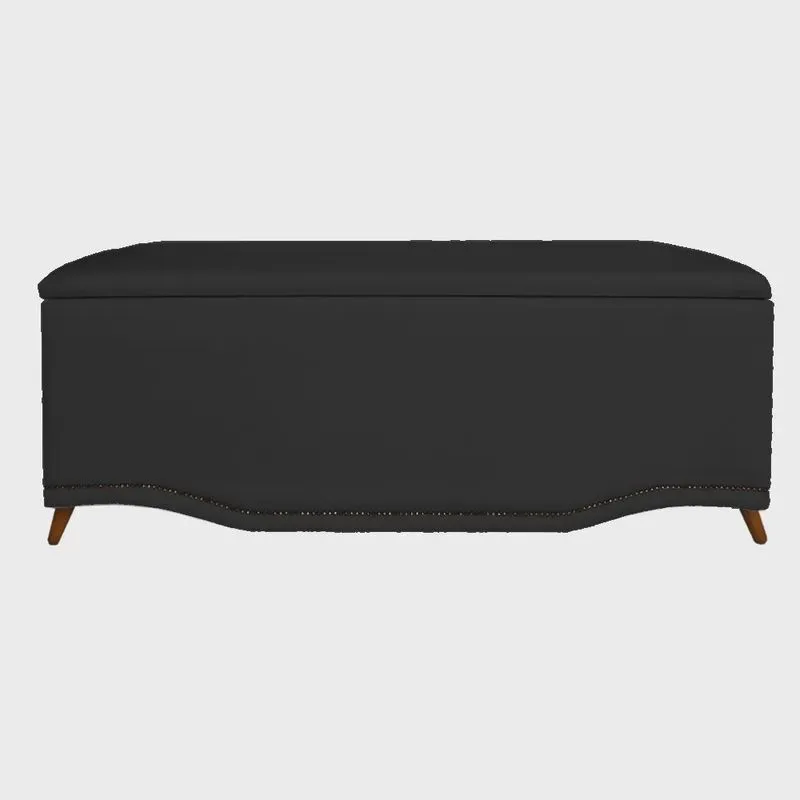Calçadeira Recamier Baú Casal King 195cm Greta Suede Preto - ds Estofados