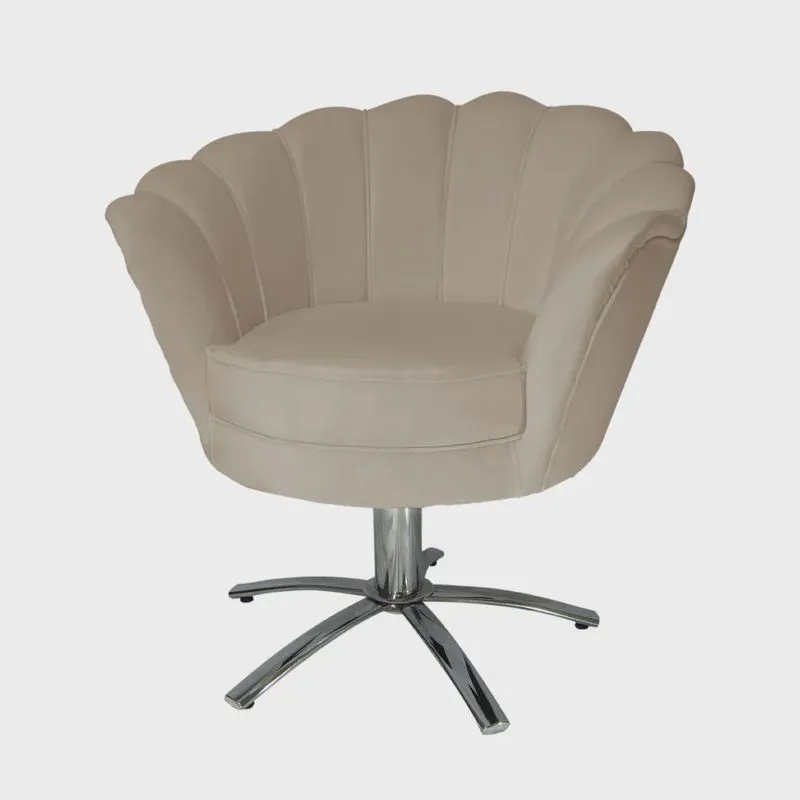 Poltrona Decorativa Pétala Pés Metal Giratório Suede Capuccino - ds Estofados