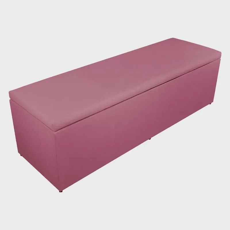 Calçadeira Recamier Baú Solteiro 90cm Eva Suede Rosa - ds Estofados