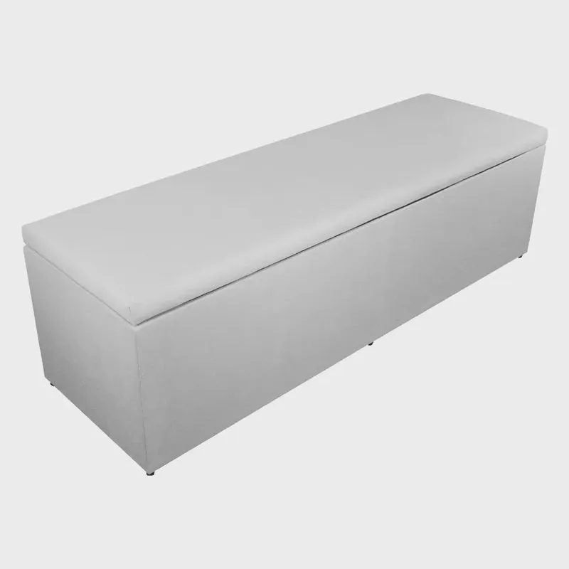 Calçadeira Recamier Baú Casal Queen 160cm Eva Suede Branco - ds Estofados