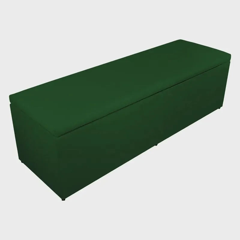 Calçadeira Recamier Baú Casal Queen 160cm Eva Suede Verde - ds Estofados