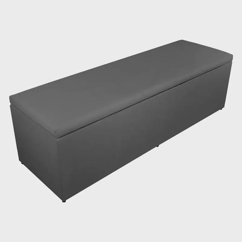 Calçadeira Recamier Baú Casal King 195cm Eva Suede Cinza - ds Estofados