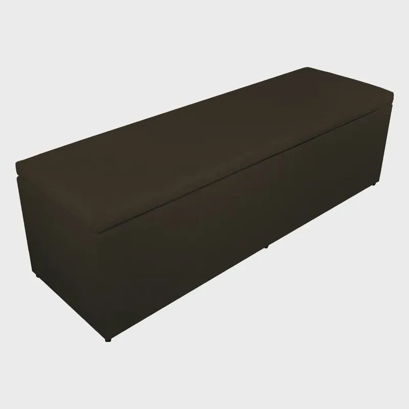 Calçadeira Recamier Baú Casal King 195cm Eva Suede Marrom - ds Estofados