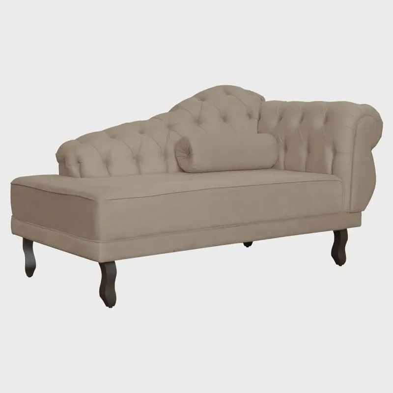 Divã Recamier Larissa Suede Lado Esquerdo - Marrom - Ds Estofados