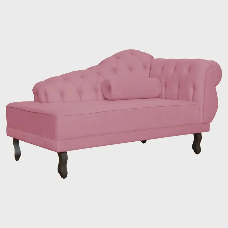 Divã Recamier Larissa Suede Lado Esquerdo - Marrom - Ds Estofados