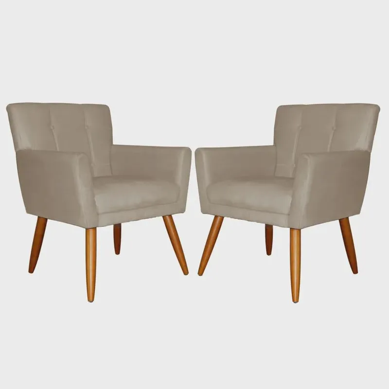 Kit 02 Poltronas Decorativas Onix Suede Capuccino - ds Estofados