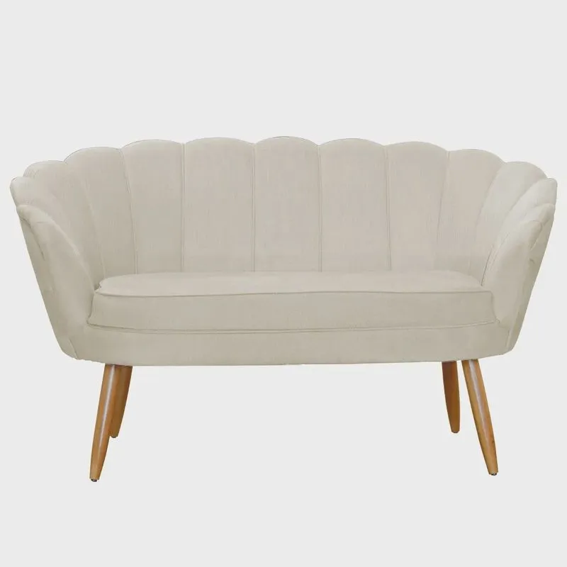 Namoradeira Decorativa Pétala Suede Pés de Madeira - Ds Estofados