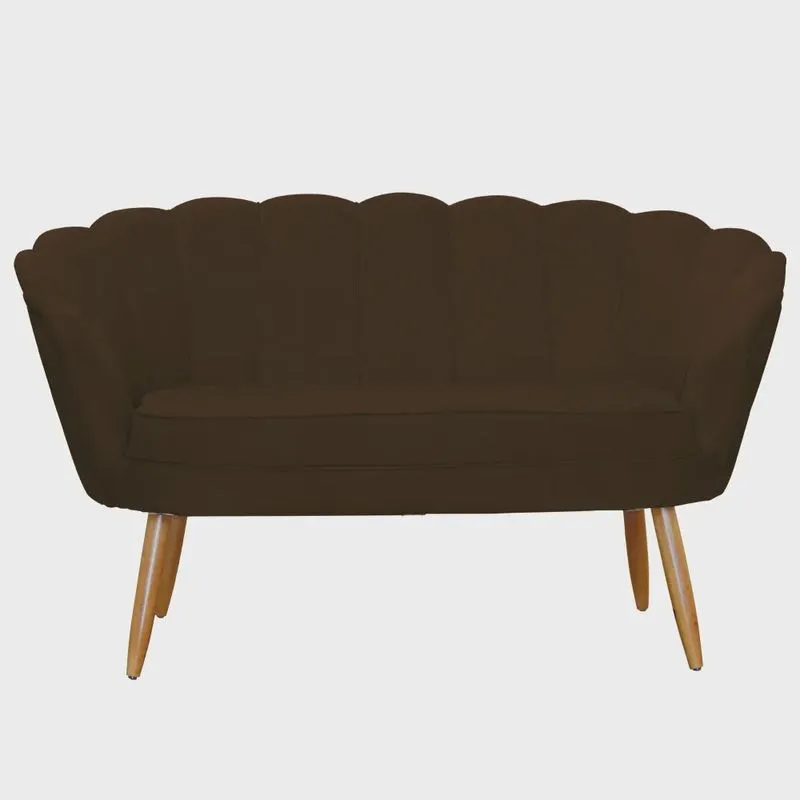 Namoradeira Decorativa Pétala Suede Pés de Madeira - Ds Estofados