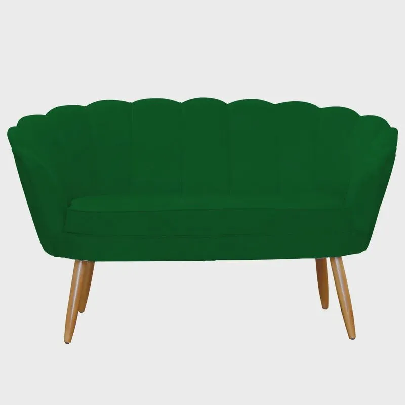 Namoradeira Decorativa Pétala Suede Pés de Madeira - Ds Estofados