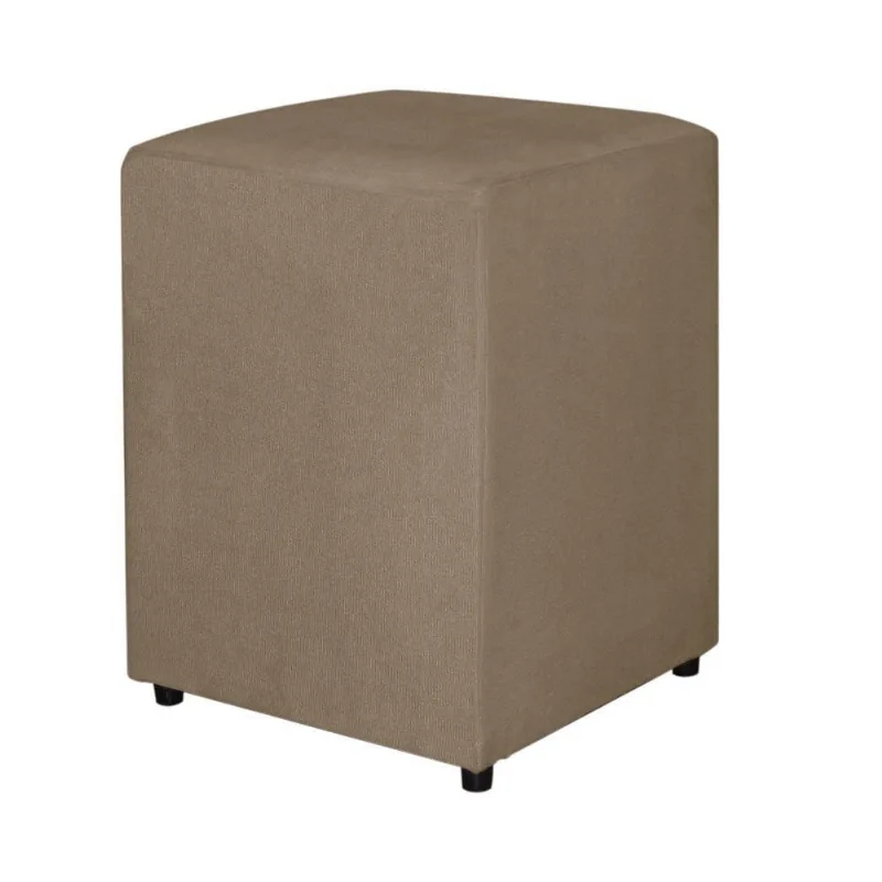 Puff Quadrado Decorativo Para Sala Suede Cor Cappucino