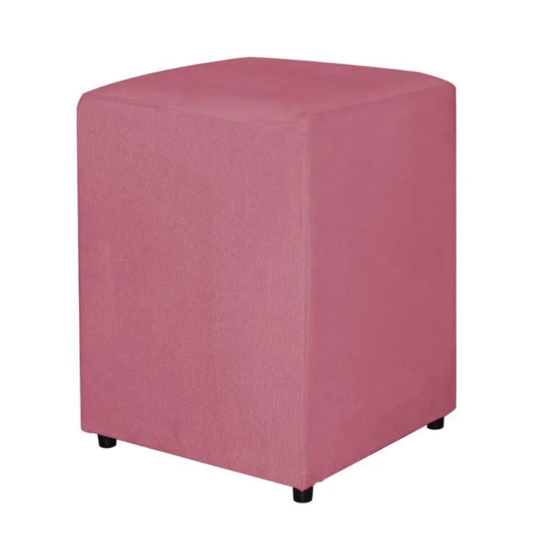 Puff Quadrado Decorativo Para Sala Suede Cor Rosa