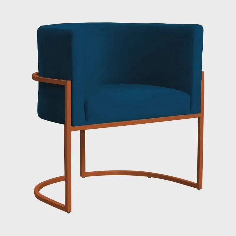 Poltrona Decorativa Luana Base em Metal Bronze Veludo Cores - ds Estofados