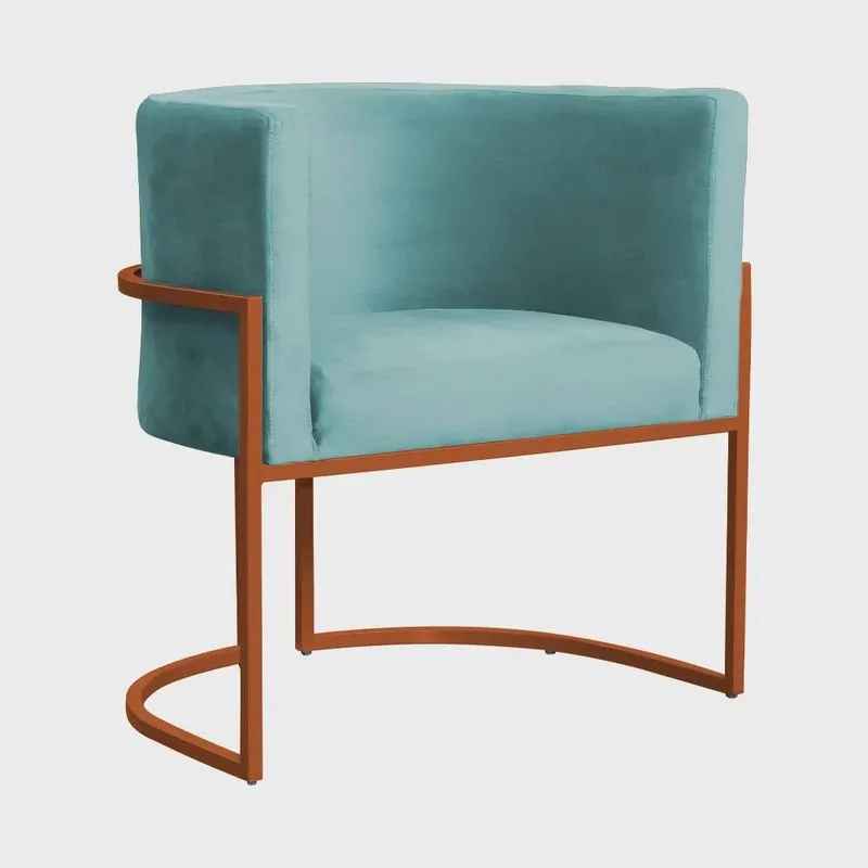 Poltrona Decorativa Luana Base em Metal Bronze Veludo Cores - ds Estofados