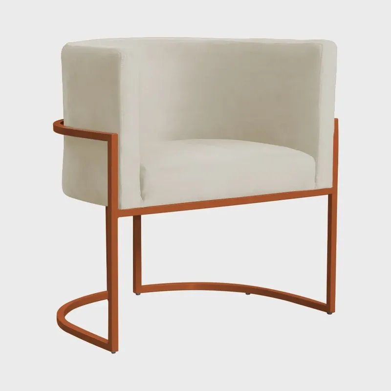 Poltrona Decorativa Luana Base em Metal Bronze Veludo Cores - ds Estofados